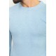 Blue Color Elastan And Viscose Fabric With Crew Neck And Long Sleeved Detail Casual Men's Knitwear