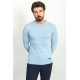 Blue Color Elastan And Viscose Fabric With Crew Neck And Long Sleeved Detail Casual Men's Knitwear