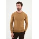 Camel Color Crew Neck Design Classic Men's Knitwear
