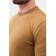 Camel Color Crew Neck Design Classic Men's Knitwear