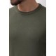 Khaki Color Elastan And Viscose Fabric With Crew Neck And Long Sleeved Detail Casual Men's Knitwear