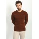 Tile Color Elastan And Viscose Fabric With Crew Neck And Long Sleeved Detail Casual Men's Knitwear