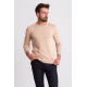 Beige Color Elastan And Viscose Fabric With Crew Neck And Long Sleeved Detail Casual Men's Knitwear