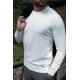 Ecru Color Elastan And Viscose Fabric With Crew Neck And Long Sleeved Detail Casual Men's Knitwear