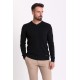 Black Color Elastan And Viscose Fabric With V Neck And Long Sleeved Detail Casual Men's Knitwear