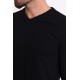 Black Color Elastan And Viscose Fabric With V Neck And Long Sleeved Detail Casual Men's Knitwear