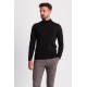 Black Color Viscose And Elastane Fabric With Mock Turtleneck Detail Casual Men's Knitwear
