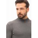 Anthracite Color Viscose And Elastane Fabric With Mock Turtleneck Detail Casual Men's Knitwear