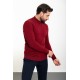 Claret Red Color Viscose And Elastane Fabric With Mock Turtleneck Detail Casual Men's Knitwear