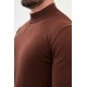 Brown Color Mock Turtleneck Design Classic Men's Knitwear