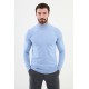 Blue Color Viscose And Elastane Fabric With Mock Turtleneck Detail Casual Men'S Knitwear