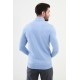 Blue Color Viscose And Elastane Fabric With Mock Turtleneck Detail Casual Men'S Knitwear