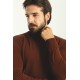 Tile Color Viscose And Elastane Fabric With Mock Turtleneck Detail Casual Men'S Knitwear