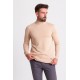 Beige Color Viscose And Elastane Fabric With Mock Turtleneck Detail Casual Men's Knitwear