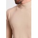 Beige Color Viscose And Elastane Fabric With Mock Turtleneck Detail Casual Men's Knitwear
