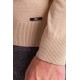 Beige Color Viscose And Elastane Fabric With Mock Turtleneck Detail Casual Men's Knitwear