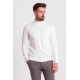 Ecru Color Viscose And Elastane Fabric With Mock Turtleneck Detail Casual Men's Knitwear