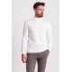 Ecru Color Viscose And Elastane Fabric With Mock Turtleneck Detail Casual Men's Knitwear