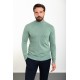 Green Almond Color Viscose And Elastane Fabric With Mock Turtleneck Detail Casual Men's Knitwear