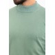 Green Almond Color Viscose And Elastane Fabric With Mock Turtleneck Detail Casual Men's Knitwear