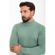 Green Almond Color Viscose And Elastane Fabric With Mock Turtleneck Detail Casual Men's Knitwear