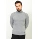Light Grey Wool And Acrylic Fabric Pattern Design With Mock Turtleneck Casual Mens Knitwear