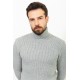 Light Grey Color Knitted And Woven Fabric With Turtleneck Design Casual Men's Knitwear