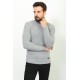 Light Grey Color Knitted And Woven Fabric With Turtleneck Design Casual Men's Knitwear