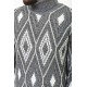 Anthracite Wool And Acrylic Fabric Argyle Design With Turtleneck Casual Mens Knitwear