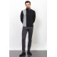 Black And Light Grey Colours Wool And Acrylic Fabric Striped Design Casual Mens Turtleneck Knitwear