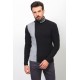 Black And Light Grey Colours Wool And Acrylic Fabric Striped Design Casual Mens Turtleneck Knitwear