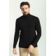 Black Color Viscose And Elastane Fabric With Turtleneck Detail Classic Men's Knitwear