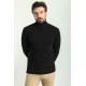 Black Color Viscose And Elastane Fabric With Turtleneck Detail Classic Men's Knitwear