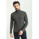 Anthracite Color Viscose And Elastane Fabric With Turtleneck Detail Classic Men's Knitwear