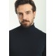 Dark Blue Color Viscose And Elastane Fabric With Turtleneck Detail Classic Men's Knitwear