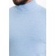 Blue Color Viscose And Elastane Fabric With Turtleneck Design Classic Men's Knitwear