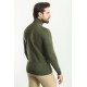 Khaki Color Viscose And Elastane Fabric With Turtleneck Detail Classic Men's Knitwear