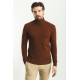 Tile Color Viscose And Elastane Fabric With Turtleneck Detail Classic Men's Knitwear