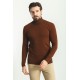 Tile Color Viscose And Elastane Fabric With Turtleneck Detail Classic Men's Knitwear