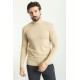 Beige Color Viscose And Elastane Fabric With Turtleneck Detail Classic Men's Knitwear