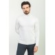 Ecru Color Viscose And Elastane Fabric With Turtleneck Detail Classic Men's Knitwear