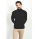 Black Color Viscose And Elastane Fabric With Turtleneck Detail Classic Men's Knitwear