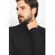 Black Color Viscose And Elastane Fabric With Turtleneck Detail Classic Men's Knitwear