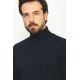 Dark Blue Color Viscose And Elastane Fabric With Turtleneck Detail Classic Men's Knitwear