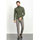 Khaki Color Viscose And Elastane Fabric With Turtleneck Detail Classic Men's Knitwear