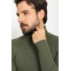 Khaki Color Viscose And Elastane Fabric With Turtleneck Detail Classic Men's Knitwear