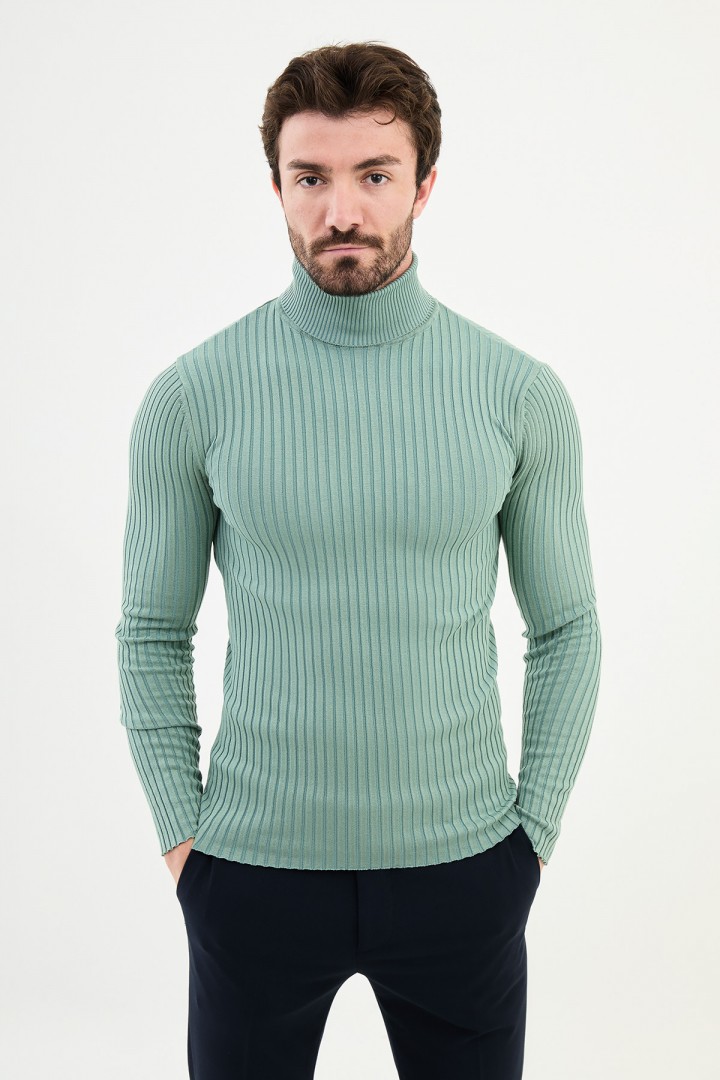 Unripe Almond Color Turtleneck Design Classic Men's Knitwear