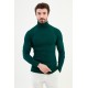 Emerald Color Turtleneck Design Classic Men's Knitwear
