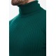 Emerald Color Turtleneck Design Classic Men's Knitwear