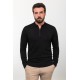 Black Color Viscose Fabric Zippered And Shirt Collar Design Casual Men's Knitwear